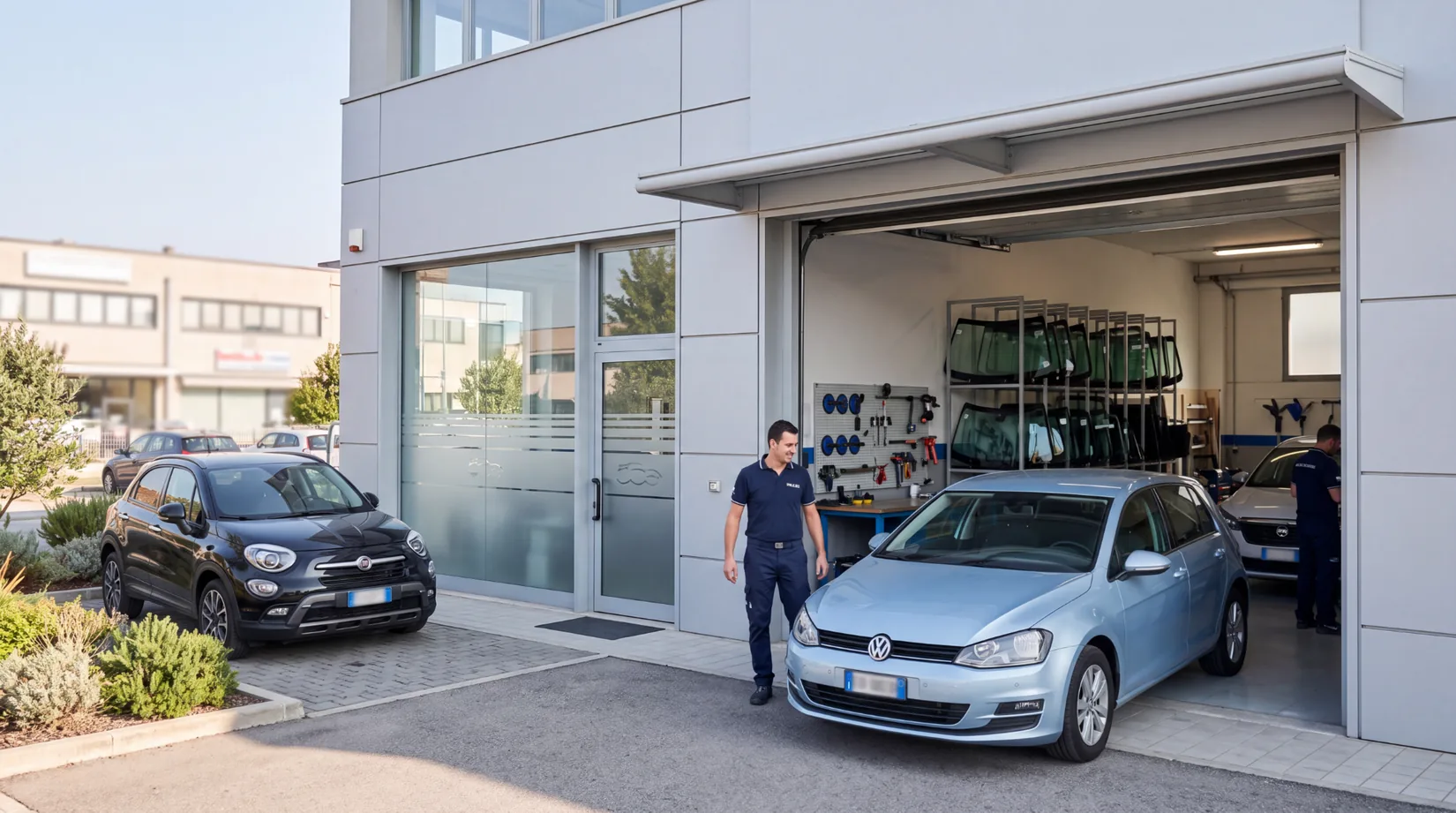 Specialisti GhepaCar al lavoro sui cristalli auto