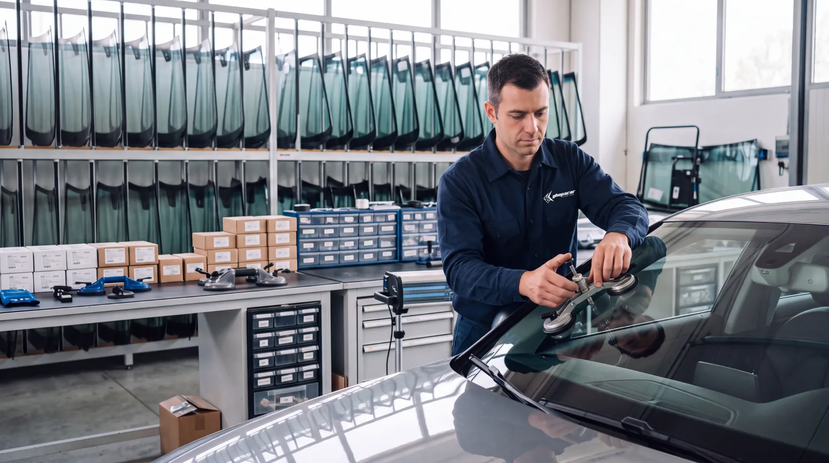 Specialisti GhepaCar al lavoro sui cristalli auto