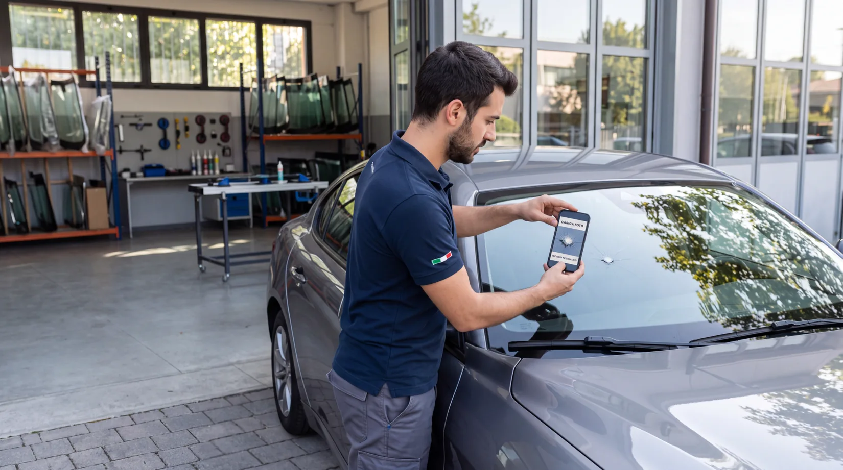 Specialisti GhepaCar al lavoro sui cristalli auto