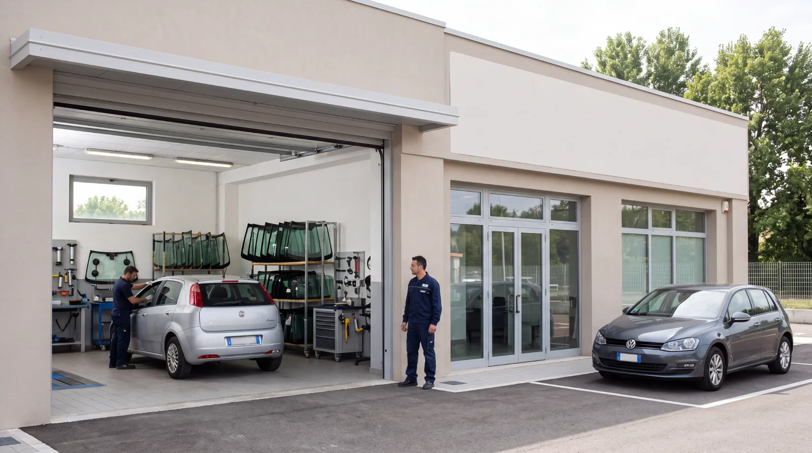 Specialisti GhepaCar al lavoro sui cristalli auto